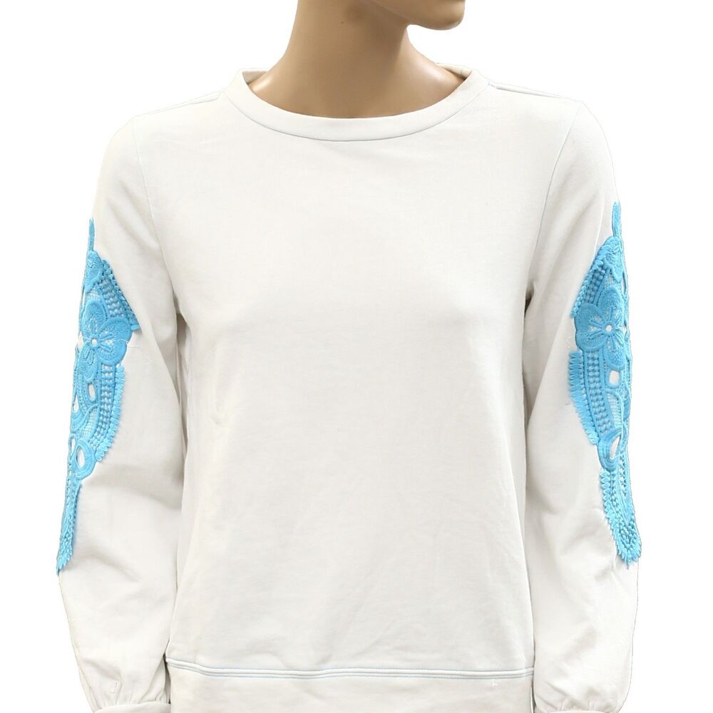 Lilly Pulitzer Rooney Sweatshirt Top Embroidered Patchwork Cotton XS 287605 - Picture 2 of 6